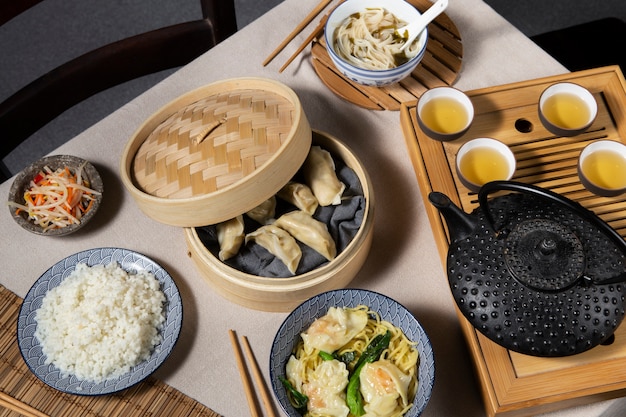 High angle food arrangement still life