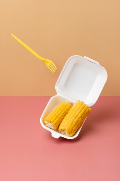 High angle food pack with corn