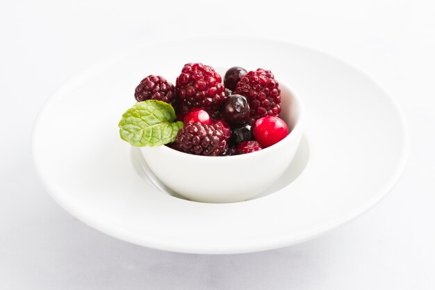 High angle forest fruits in bowl