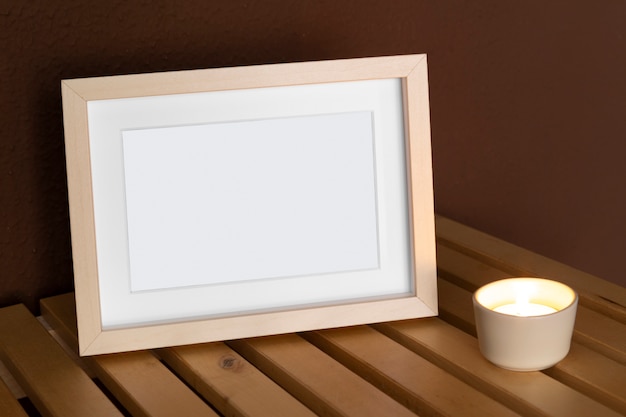 High angle frame and candle