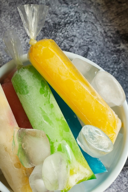 Free photo high angle of frozen brazilian fruit dessert