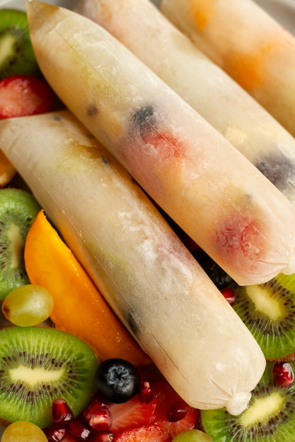 Free photo high angle of frozen brazilian fruit dessert