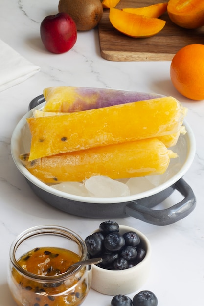 Free photo high angle of frozen brazilian fruit dessert