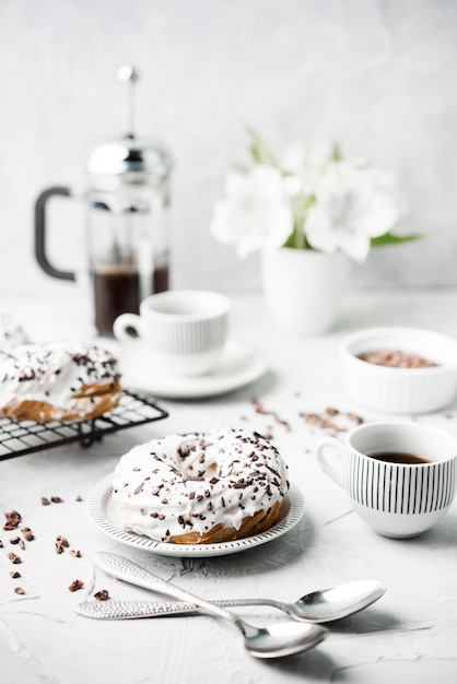 Free photo high angle glazed donuts