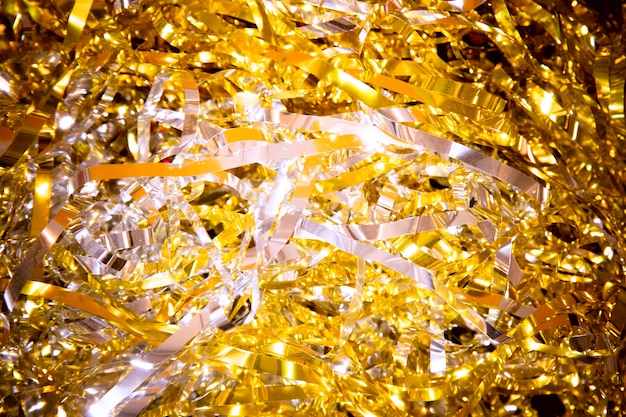 Free photo high angle golden confetti for new year party