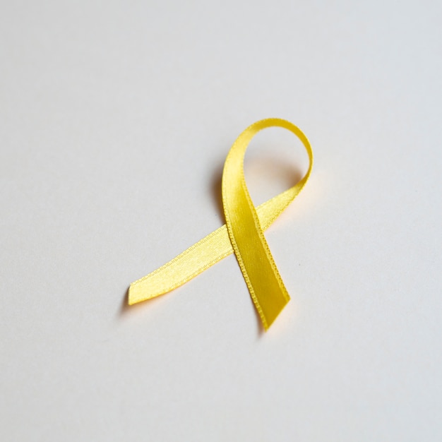 High angle golden ribbon cancer concept