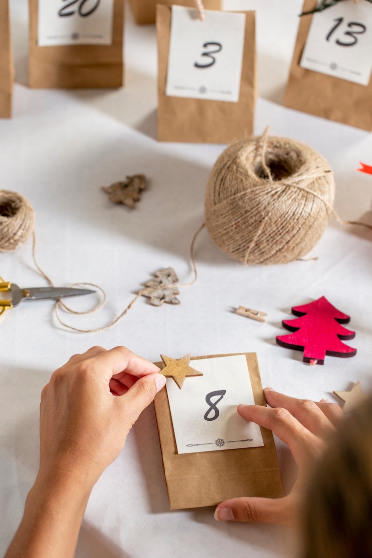 Free Photo high angle hands working on calendar