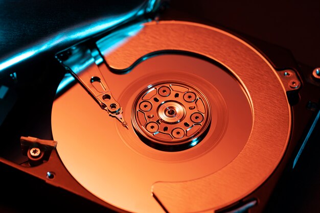 High angle hard disk with blue light
