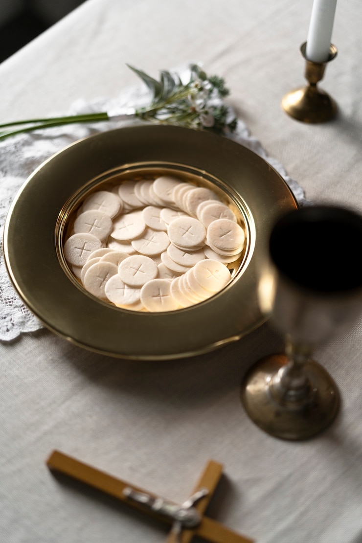 Free Photo high angle holy communion concept