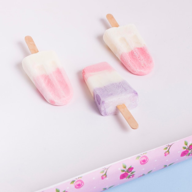 High angle ice cream on stick