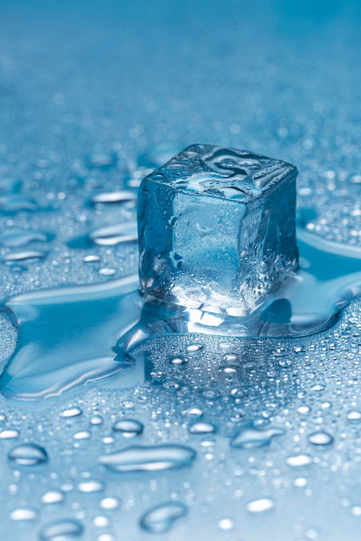 Free Photo high angle ice cube still life