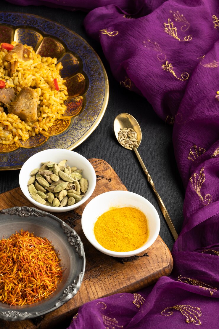 Free Photo high angle indian dish with spices