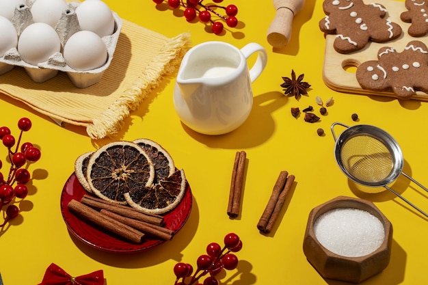 Free photo high angle ingredients assortment