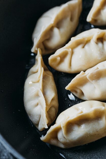 High angle japanese dumplings assortment close-up