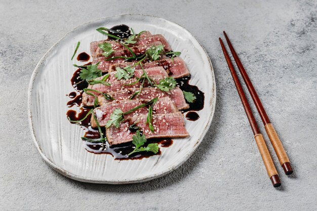 ハイアングル日本食構成