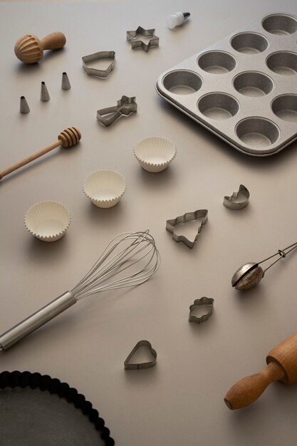 high angle kitchen supplies arrangement