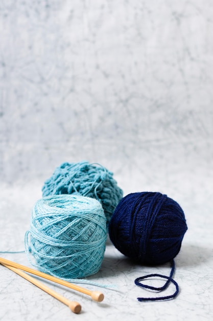 High angle knitting tools on desk