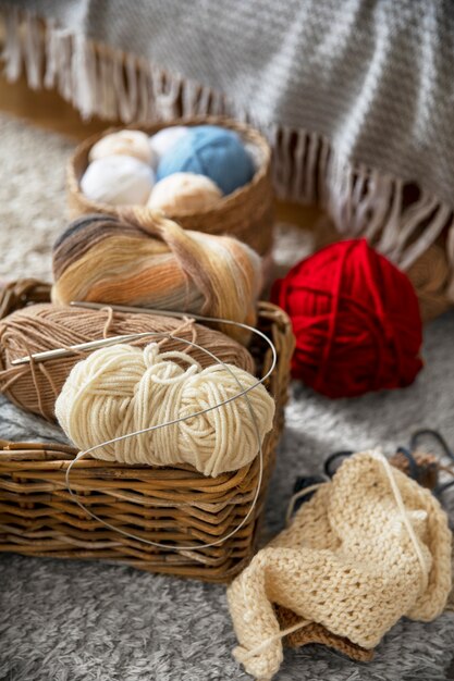 ハイアングル編み糸の配置