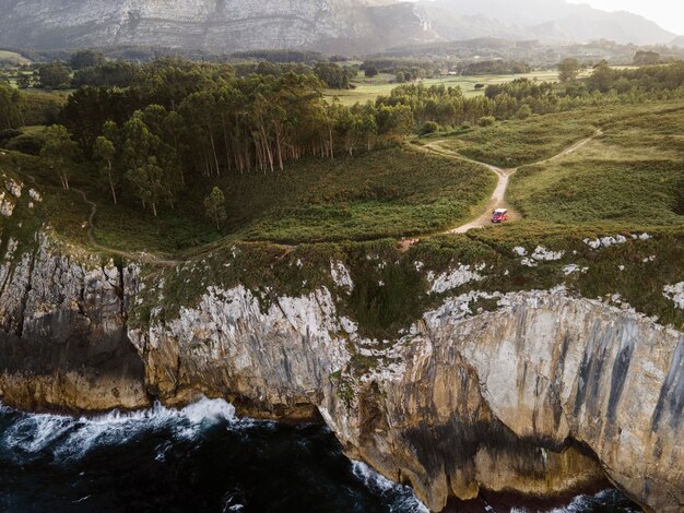 High angle landscape view of a coast