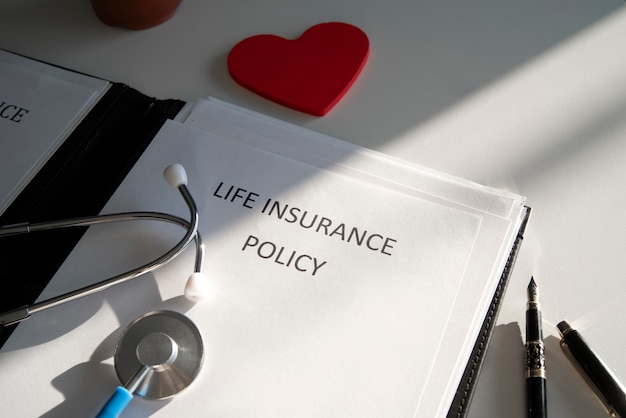 Free Photo high angle life insurance documents