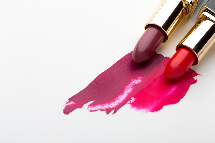 Free Photo high angle lipsticks assortment