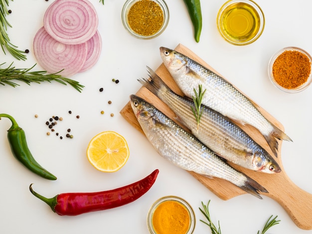 High angle mackerels with seasoning