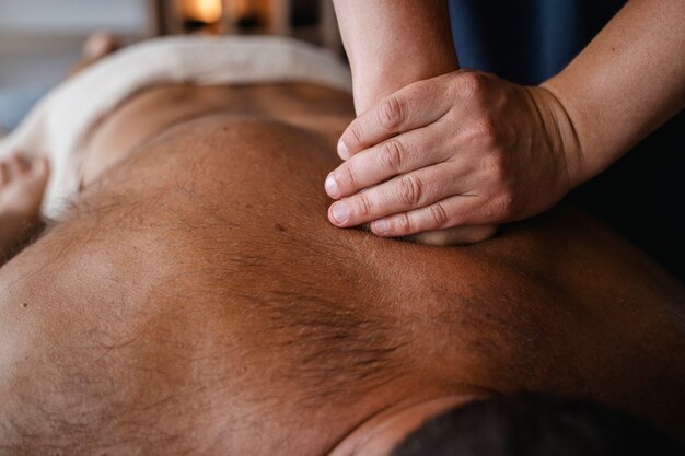 High angle man getting massage