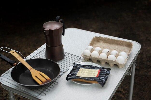 Free photo high angle meal ingredients on table