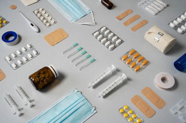 High angle medicine supplies arrangement