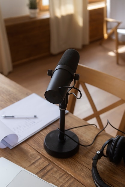 High angle microphone on table