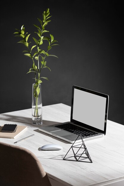 High angle minimalist business desk