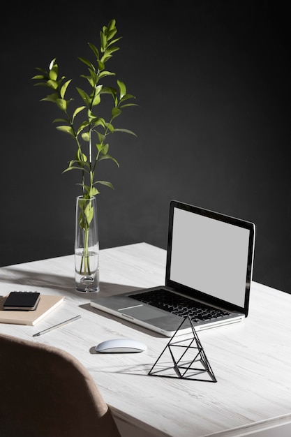 High angle minimalist business desk