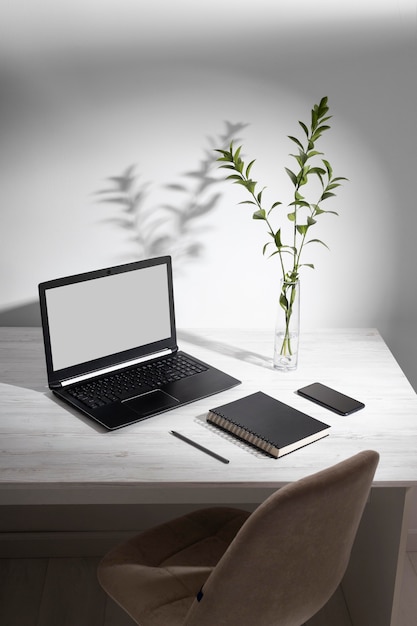 High angle minimalistic business desk