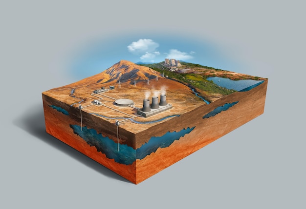 Модель с большим углом обзора для возобновляемой энергии с геотермальной энергией