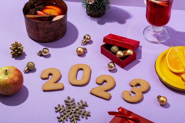 Free photo high angle new year food assortment