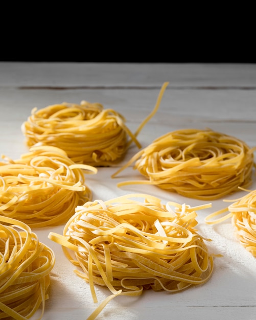 High angle noodles on desk