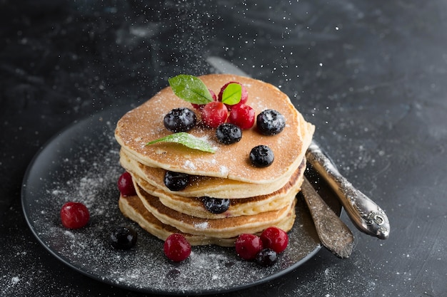 Free photo high angle pancakes arrangement