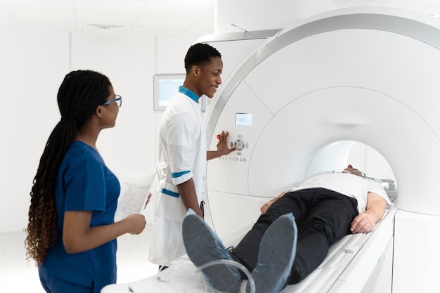 High angle patient getting ct scan