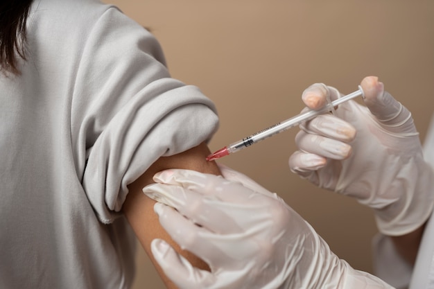 High angle patient getting vaccinated