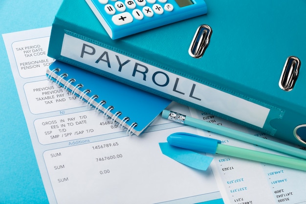 Free photo high angle payroll concept