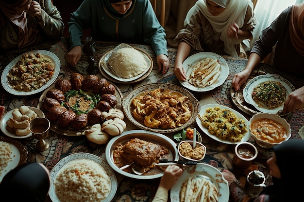 Free photo high angle  people celebrating eid al-fitr