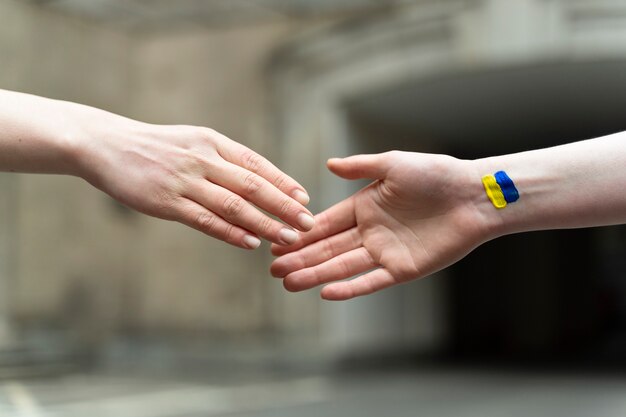 High angle people holding hands