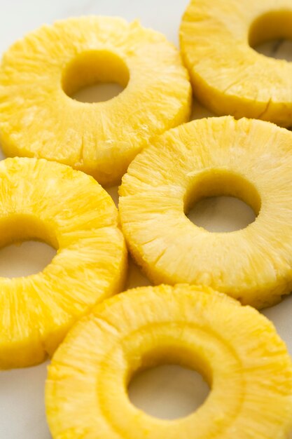 High angle of pineapple slices