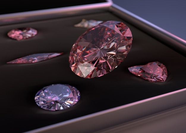 Free photo high angle pink diamonds arrangement