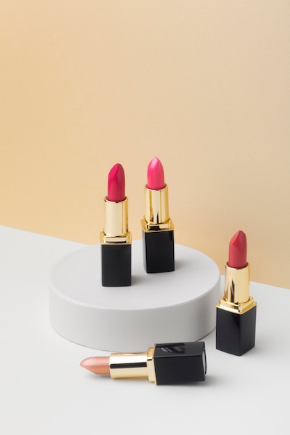 High angle pink shades lipstick