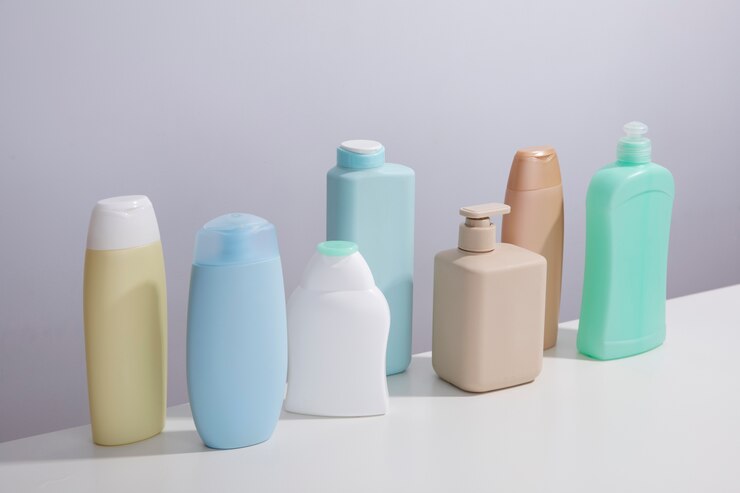 Free Photo high angle plastic bottles arrangement