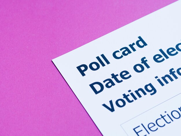 High angle poll card close-up