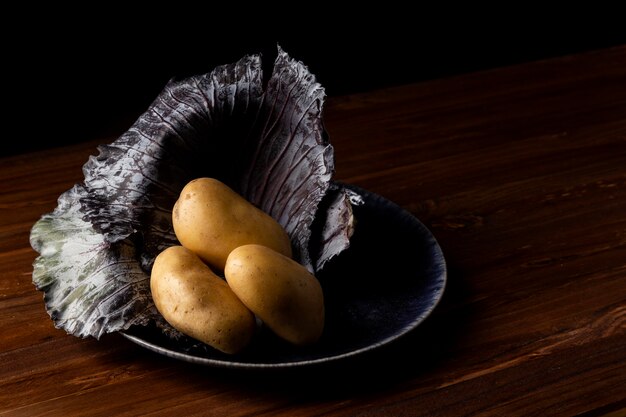 High angle potatoes on plate
