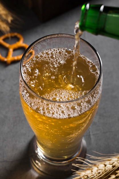 High angle pouring beer