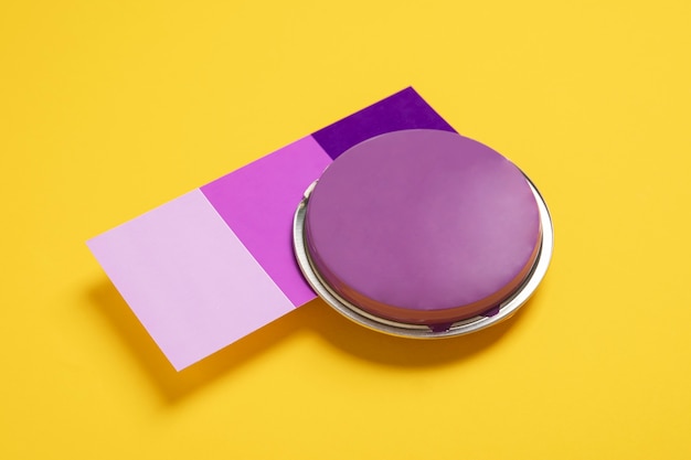 Free photo high angle purple paint palette